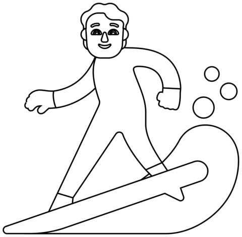 Man Surfing Emoji Coloring Page